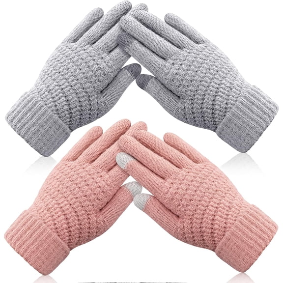 2/4pairs Womens Winter Gloves - Warm Soft Touchscreen Winter Gloves for Women, Elastic Cuff Knit Glove for cold weather