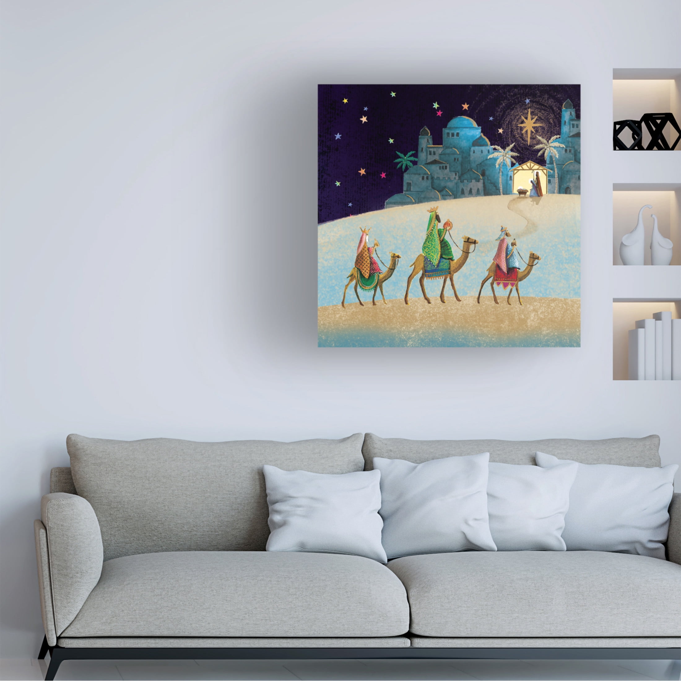 Canvas Wall Art - Paper Dove Co Ltd 'Three Kings' Wall Art for Living Room, Bedroom, or Office Décor by Trademark Fine Art - 14 x 14 Inches