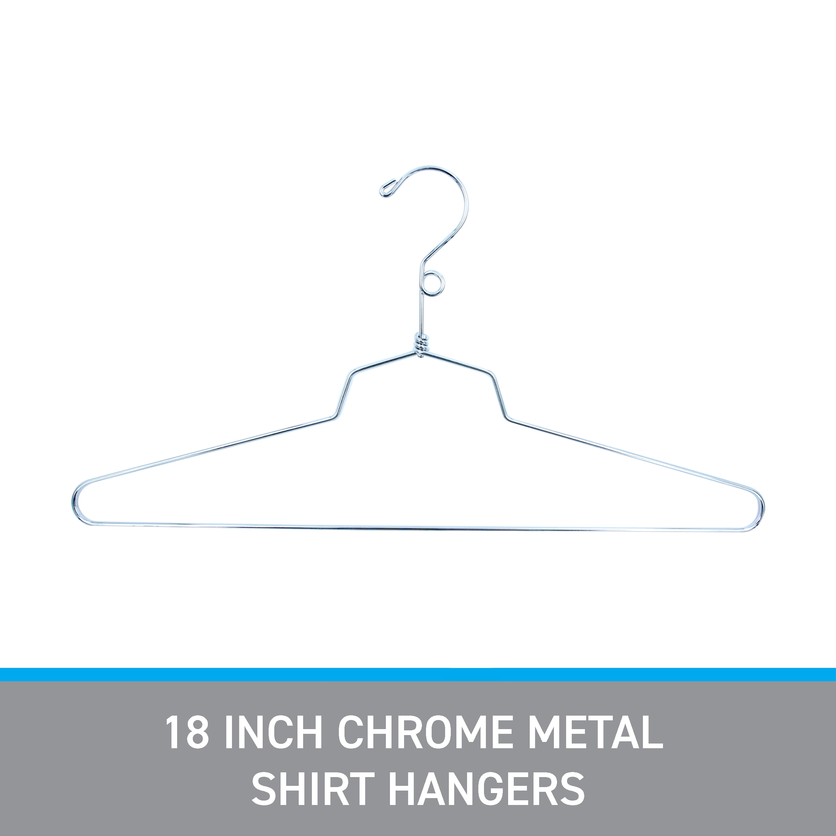 SSWBasics Metal Shirt Hangers - 18 inch - Chrome - Case of 20- Wire Hangers - Chrome Metal