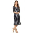 thumbnail image 2 of Moa Collection Women's Basic Round Neck 3/4 Sleeves A-line Casual Maxi Dress, 2 of 4