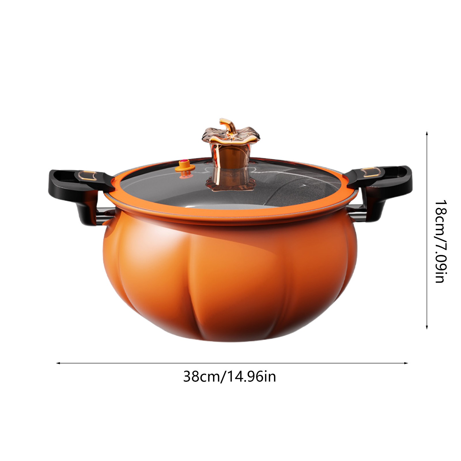 Stainless Steel Micro Pressure Pumpkin Cooker 8.5 Quart, Kitchen Cookware Pots, Pressure Cooker Non-Stick Push Pull Lock Pressure Pot with Lid Seal Spill-Proof Valve Pressure Pot, Orange