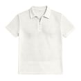 thumbnail image 2 of Hearthz Textured Knit Men Polo Shirts Quarter Zip Mens Short Sleeve Shirts Collared Athletic Casual Golf Polos White M, 2 of 4