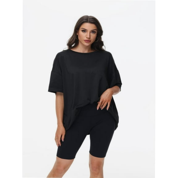 Women's Plus Size T Shirts Oversized Tees Summer Half Sleeve Crew Neck Tunic Tops