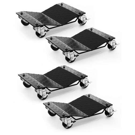 Car Wheel Dolly, 6000 lbs/2722 kg Car Moving Cart with Brakes, Set of 4 Piece, Heavy-Duty Vehicle Dolly, Moving Cars, Trucks, Trailers, Motorcycles, and Boats