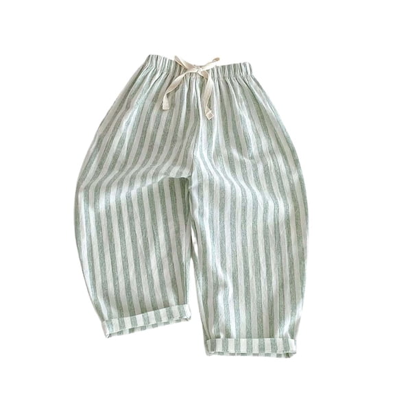 Zpanxa Toddler Boys Loose Fit Striped Cotton Harem Pants Drawstring Elastic Waist Baggy Ankle Joggers for Daily Spring Summer Wear Pants for Boys