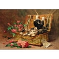 thumbnail image 3 of Léon Huber 14x11 Black Modern Framed Museum Art Print Titled - A Basket of Cats, 3 of 5