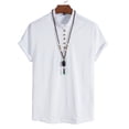 thumbnail image 2 of BOBOGOJP Chemises en Lin pour Hommes à Manches Courtes, Blanc TG, 2 of 5
