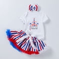 thumbnail image 2 of Staki Independence Baby Romper 4th of July Baby Girl Birthday Outfit American Flag Romper+Ruffle Tulle Skirt+Headband Independence Day 4pcs Set 0-18M(Dark Blue,3-6 Months), 2 of 4