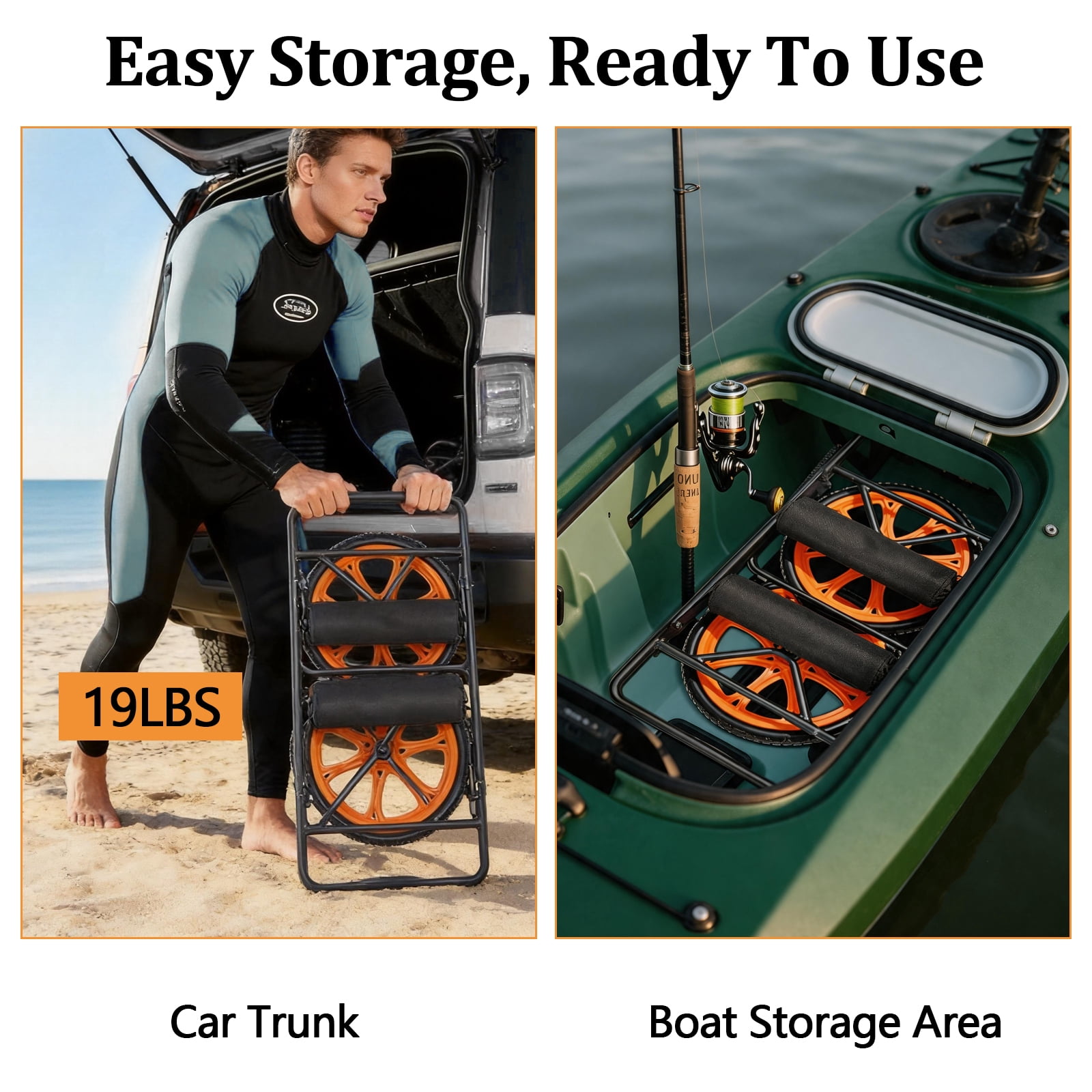 RJFKSN Kayak Cart, All-Terrain Trolley Cart, 330lbs Heavy Duty Transport Kayak Trolley, kayak cart dolly With Kickstand, for Kayaks, Canoes, Paddleboards