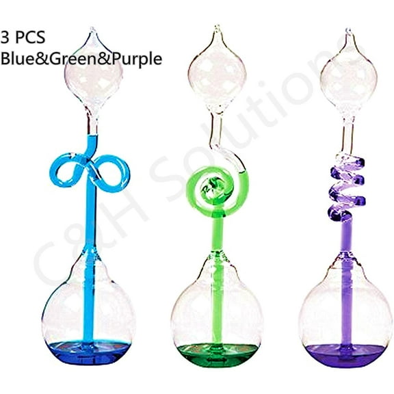 Colorful Office Thinking Hand Boiler, Glass Science Energy Transfer, Children Science Experiment, Love Birds Color Meter Hand Boiler, 3 Pcs (Blue&Green&Purple)