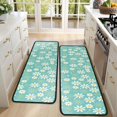 thumbnail image 4 of Kitchen Rugs Sets Of 2,Turquoise Daisy Flower Yellow Centers Pattern Anti Fatigue Kitchen Mat Rugs Non Slip Washable,Decorative Kitchen Floor Mats for Kitchen,Sink,Laundry,17"x47"+17"x47", 4 of 5