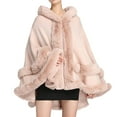 thumbnail image 2 of Poncho Cape à Capuche pour Femmes, Fausse Fourrure, Cardigan Sans Manches, Mode, 2 of 6