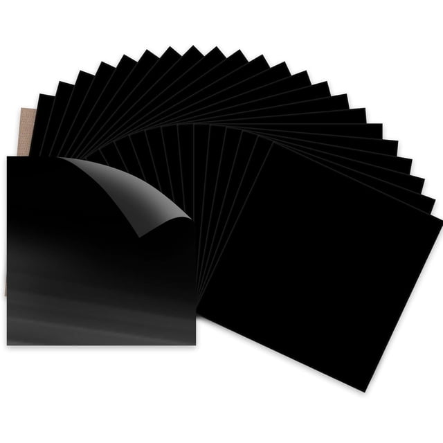 Paquete de vinilos HTV para transferencia de calor HTV HTVRONT, 24 hojas, 30 x 30 cm, color negro