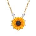thumbnail image 1 of Collar con colgante de girasol, cadena de hoja de perla, collar de gargantilla de resina hecho a mano bohemio para mujeres y niñas, dorado - Style2 Sincero  Hogar, 1 of 4