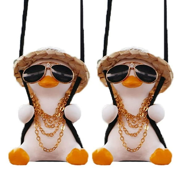 2pcs Swinging Duck Car Hanging Ornament Swing Duck Car Mirror Cute C