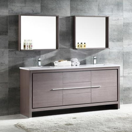 Fresca Allier 72 Inch Grey Oak Modern Double Sink Bathroom