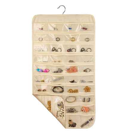 Household Double Sided 80 Pockets Hanging Jewelry Organizer, Super Space-saving / Time-saving Ideal for Bathroom Travel Holding Jewelries (Best Travel Jewelry Organizer)