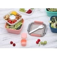 thumbnail image 5 of 1.1 Liter Salad Container with Separate Dressing Pots and Cutlery, Leak-Proof Salad Bowl To Go with 2 Compartments For Salad Toppings and Snacks, Pink Plastic Salad Box, 5 of 5