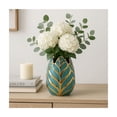 thumbnail image 4 of Modern Ceramic Vase for Home Decor - Sculpted Accent Decor for Living Room Decor, Bedroom Accent, Tabletop, or Office Shelf Decor - Decorative Contemporary Flower Vase - 8" Turquoise & Gold, 4 of 13