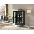 thumbnail image 3 of Home Source 59' Exquisite Bar Wine Cabinet with Glass Door, 4 Adjustable Shelves, Dedicated Wine Glass Stemware Rack, and 2 Convenient Drawers for Utmost Elegance and Organization, 3 of 10