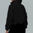 thumbnail image 1 of Sudadera de Lana Con Cremallera para Mujer, Sudadera Recortada Informal de manga Larga Con Cuello Levantado y Cordón de color Puro, Cintura Elérica, 1 of 5