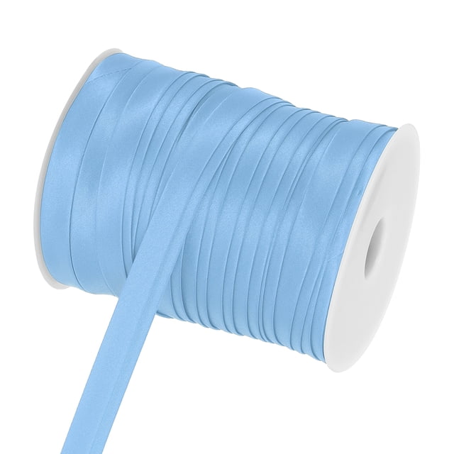 Cinta de sesgo de doble pliegue Uxcell para coser, 3/4 Pulgada x 55 Yardas, cinta de satén para unión, costura, dobladillo, piping, manualidades, Azul Claro