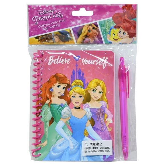 Disney Princess Spiral Notebook with Pen in Poly Bag with