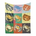 thumbnail image 1 of Crabs Soft Flannel Fleece Throw Blanket, Illustration of Crabs Different Colors Poprt Style Retro Design Print, Cozy Plush for Indoor and Outdoor Use, 50" x 70", Pale Yellow and Orange, by Ambesonne, 1 of 6