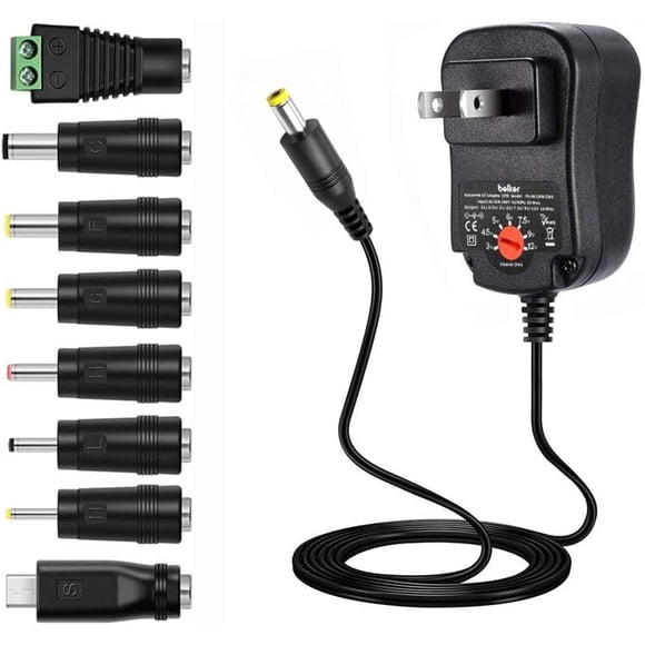 Belker 12W 3V 4.5V 5V 6V 7.5V 9V 12V Adjustable Voltage Universal AC/DC Adapter Power Supply for Household Electronics - 1A 1000mA Max.