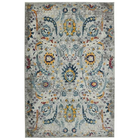 HomeRoots 531548 2 x 3 ft. Orange & Ivory Floral Power Loomed Rectangle Area Rug