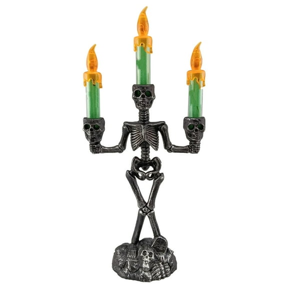 Skeleton Candle Lamp-Halloween Decorations-Halloween Skeleton Candelabra Decorations Led Light Up Candle Holder with Flashing Colored Theme for Home Tabletop