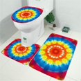 thumbnail image 2 of Tie Dye Heart Accent Mandala Pattern Bathroom Rugs Sets 3 Piece,Toilet Cover Set,Absorbent Non Slip Bathroom Mats Sets with U-Shaped Contour Rug Toilet Rug Set, 2 of 5
