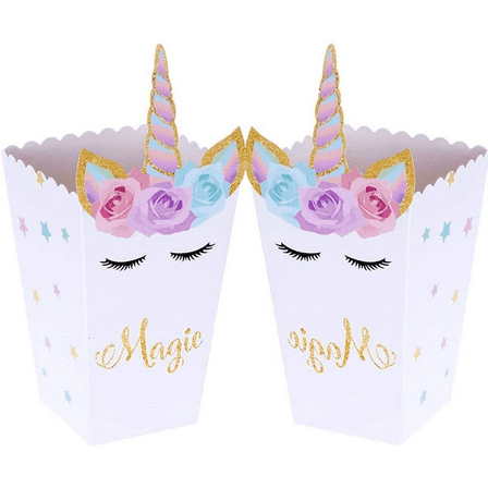 12 PCS Magical Unicorn Party Favor Boxes Unicorn Party Popcorn Treat Boxes Candy Cookie Containers for Baby Shower or Birthday Party Favor Supplies Decorations