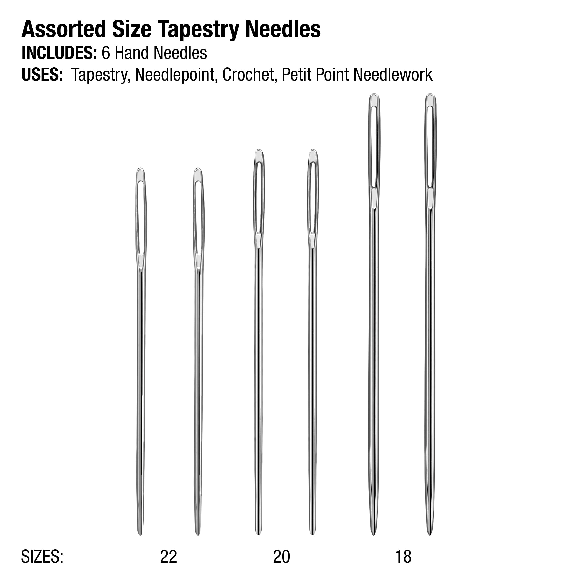 SINGER Tapestry Steel Hand-Sewing Needles, Sizes 18/22, 6 Pieces