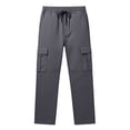 thumbnail image 3 of Liuinsasek Men's Straight Leg Cargo Pants Drawstring Elastic with Multi-Pockets Waist Casual Loose Outdoor Sports Long Pants, 3 of 7