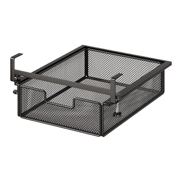 Cesta de almacenamiento invisible para debajo del cajón, caja de almacenamiento, accesorios de oficina, deslizante Negro S