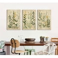 thumbnail image 4 of 3Pcs Framed Sneutral Vintage Wildflowers Wall Art Green Plant Canvas Posters Prints Sage Pictures Daisy paintings Wall Decor for Bedroom Bathroom Living Room, 4 of 6