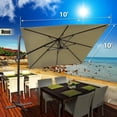 thumbnail image 5 of Strong Camel Deluxe Off-Set, Hanging Roma, Solar Powered Umbrella, Tilt and 360 Rotation, Outdoor Sunshade Cantilever Crank Protect Cover with Base, Beige, 5 of 6