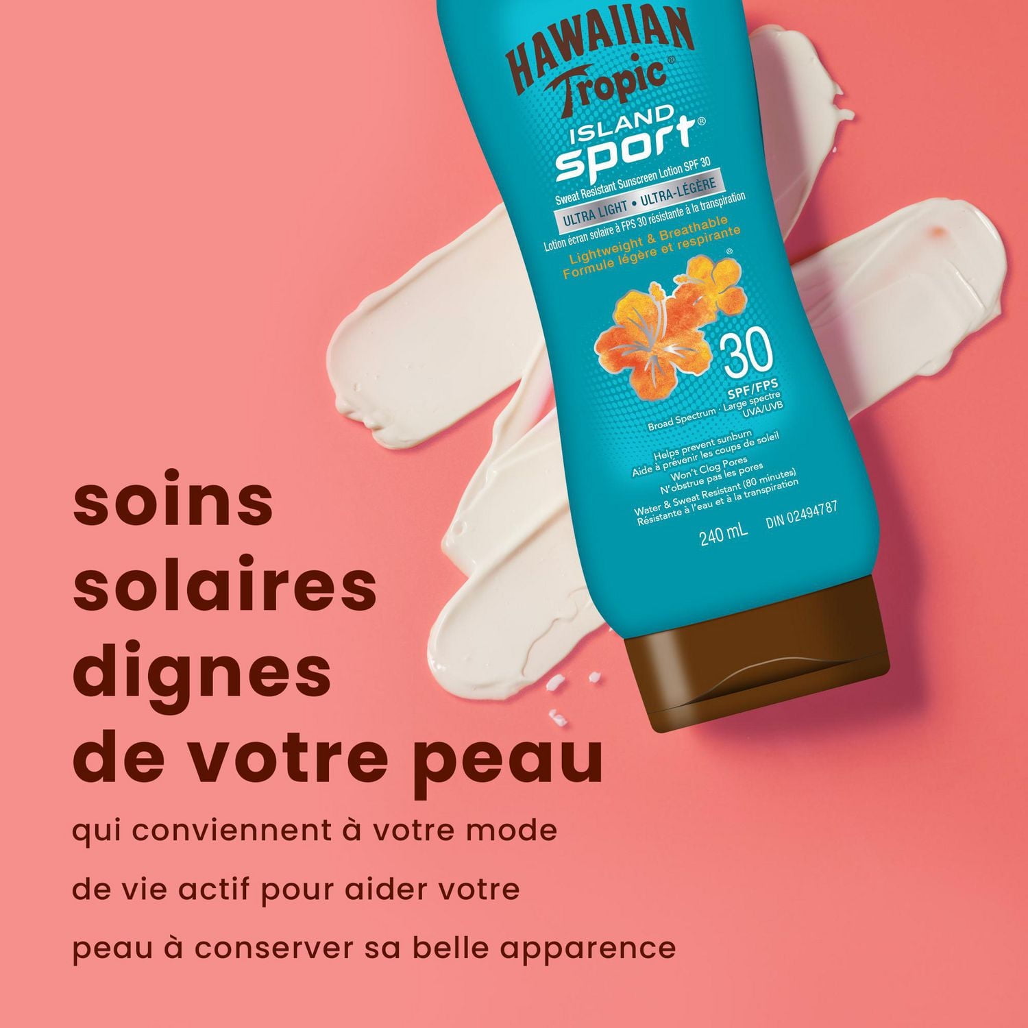 Lotion écran solaire Island Sport de marque Hawaiian Tropic, FPS 50 240 mL