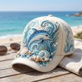 thumbnail image 5 of 3D Ocean Creatures Embroidery Cap, Adjustable Cotton Baseball Cap, Raised Embroidered Sea Animal Hat for Beach Travel,One Size, 5 of 6