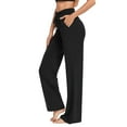 thumbnail image 4 of Wangmeiwg Women Wide Leg Pants for Women with Drawstring Baggy High Waist Casual Trousers with Pockets Comfortable Loose Yoga Pant Black XXL, 4 of 6