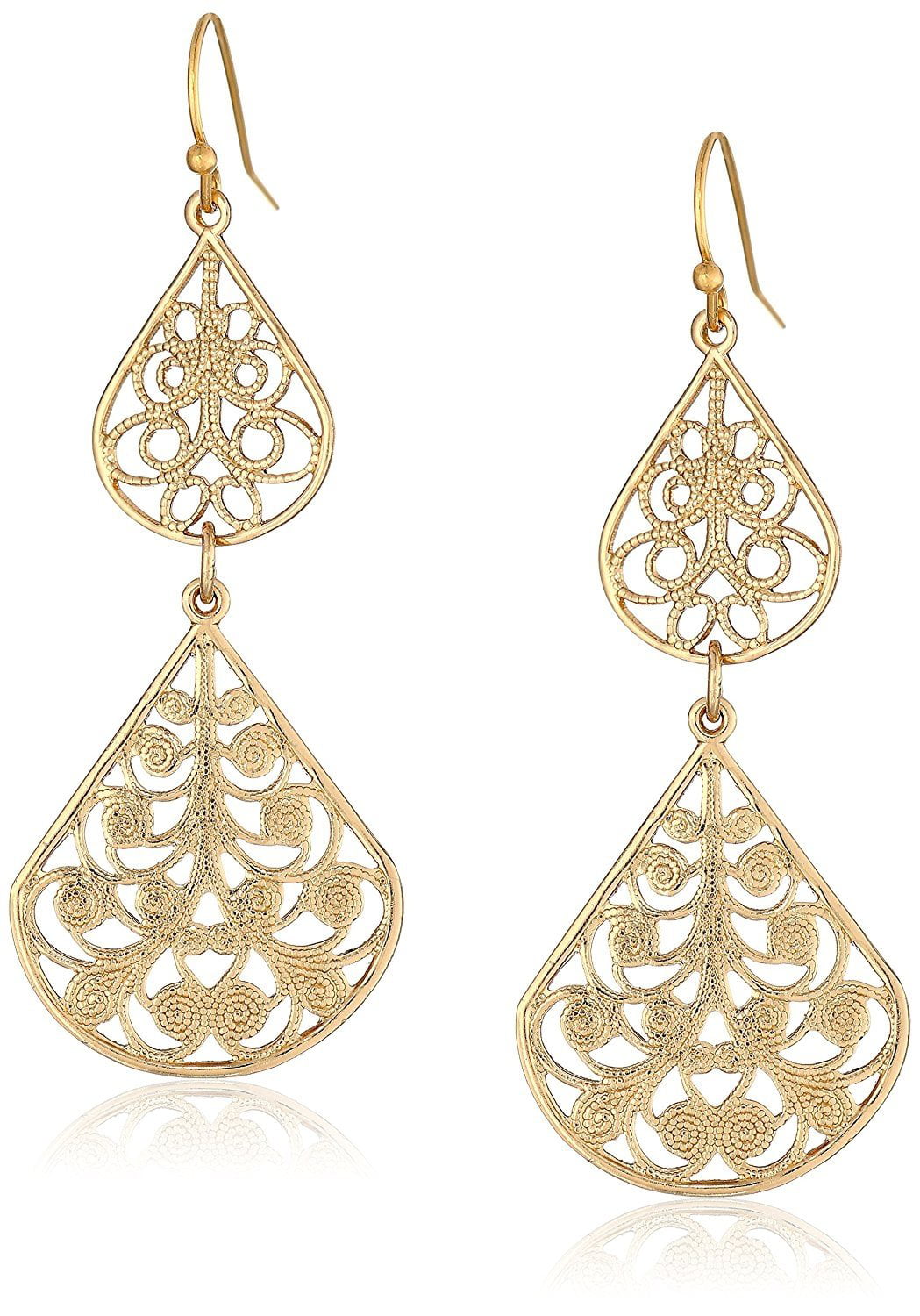 1928 Jewelry Gold-Tone Filigree Vine Double Drop Earrings - Walmart.com