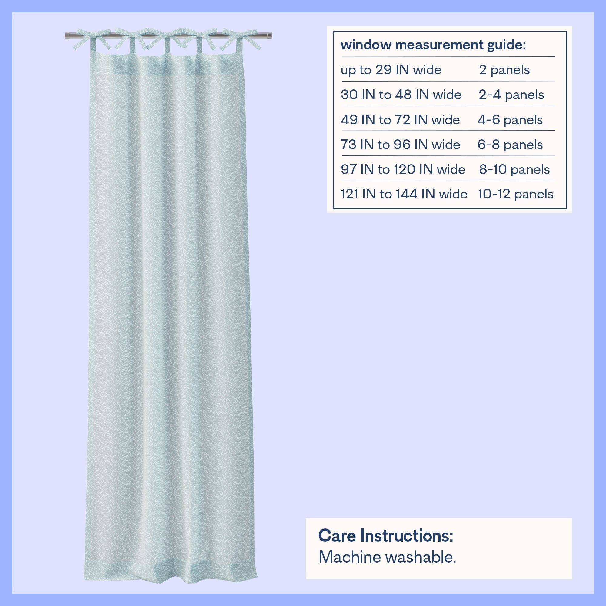 Mainstays Kids Aqua Blue Dotted Light Filtering Tie Top Single Curtain Panel, 38" W x 84" L