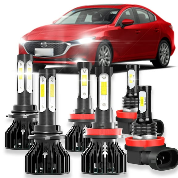 BMZONCC For Mazda CX5 2013 2014 2015 Headlights 9005 LED High Beam H11 Low Beam and H11 Fog light Bulbs,6pcs