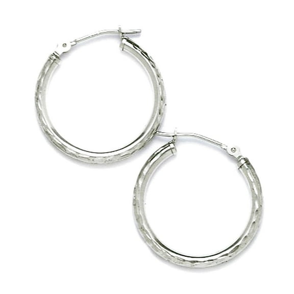 14k White Gold 20mm Round Hoop Earrings Hoop Earring for Women