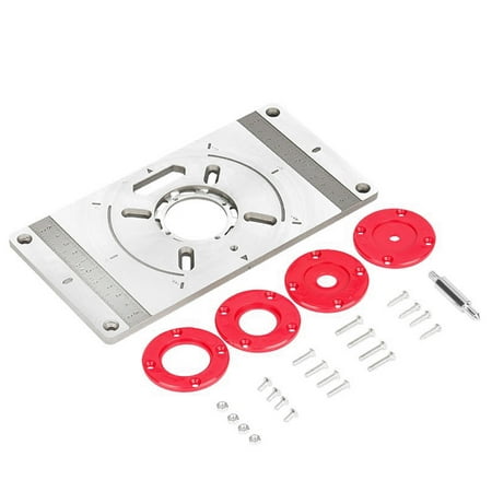 Docooler Aluminum Alloy Router Table Insert Plate Trimming Machine Engraving Tool Flip Board with 4 Rings for Woodworking