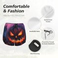 thumbnail image 5 of Running Shorts for Women, Halloween Angry Pumpkin Workout Athletic Shorts with Pockets, Lounge Yoga Shorts Women, 5 of 7