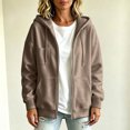 thumbnail image 6 of Guluxicc Fleece Hooded Jackets for Women Drawstring Full Zipper Long Sleeve Solid Athletic Jackets with Pockets for Workout Fall Winter Casual, 6 of 8