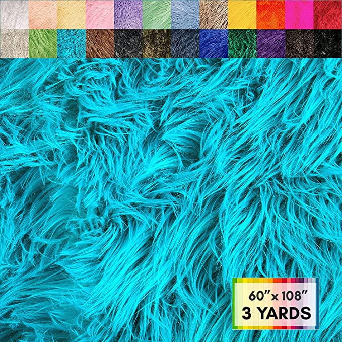 FabricLA Shaggy Faux Fur Fabric by The Yard 108" x 60" Inches (272 cm