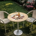 thumbnail image 3 of SEANATIVE Cocktail Table Covers Elastic Fitted Decorative Round Tablecloth 24 x 24 Inch Round Table Topper Cap Stain-resistant Table Decorations for Indoor Outdoor Use, Latte Coffee Print Beige, 3 of 7